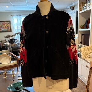 Vintage Black Suede & Knit Jacket PXL